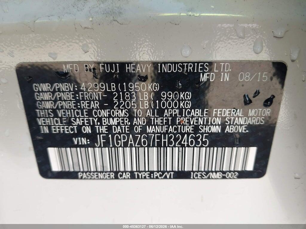 JF1GPAZ67FH324635 2015 SUBARU IMPREZA photo no. 9