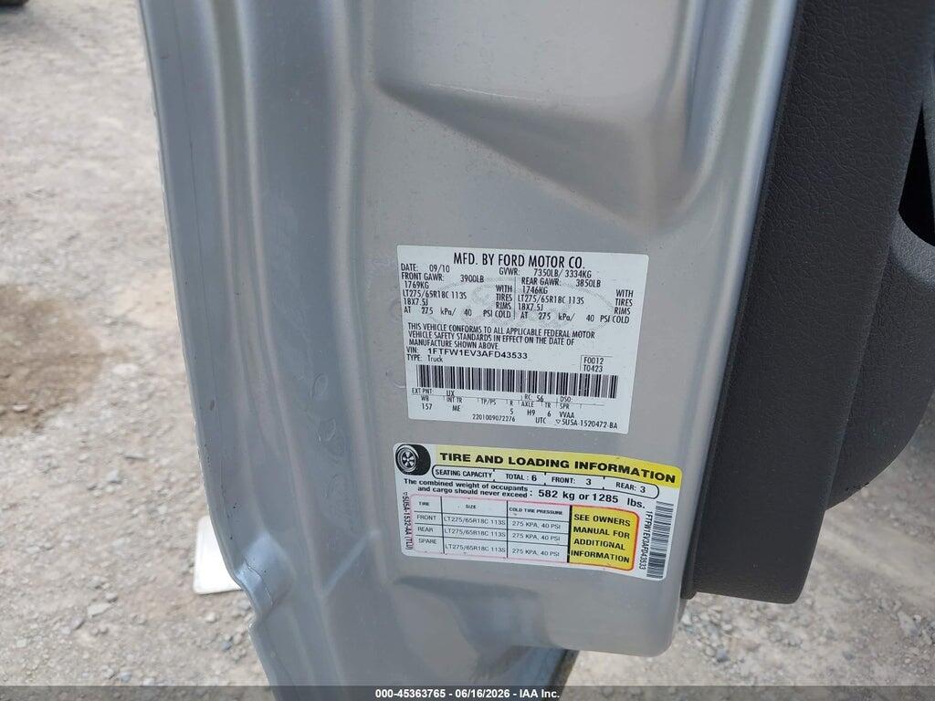 1FTFW1EV3AFD43533 2010 FORD F-150 photo no. 9