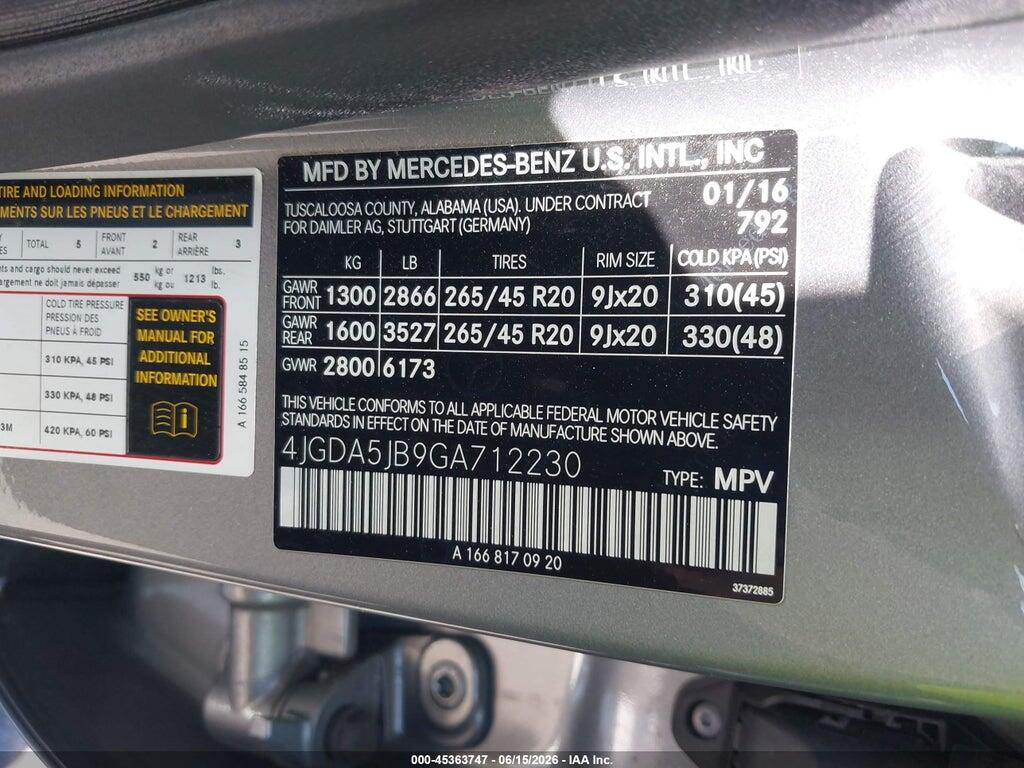 4JGDA5JB9GA712230 2016 MERCEDES-BENZ GLE 350 photo no. 9