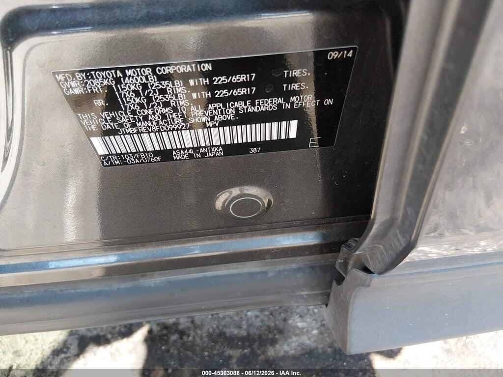 JTMBFREV8FD099927 2015 TOYOTA RAV4 photo no. 9