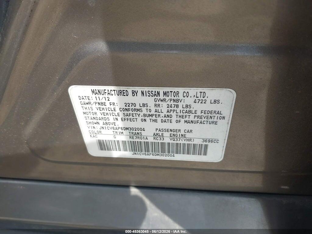 JN1CV6AP6DM302004 2013 INFINITI G37 photo no. 9