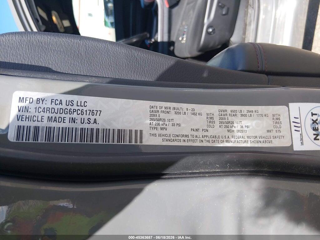 1C4RDJDG6PC617677 2023 DODGE DURANGO photo no. 9