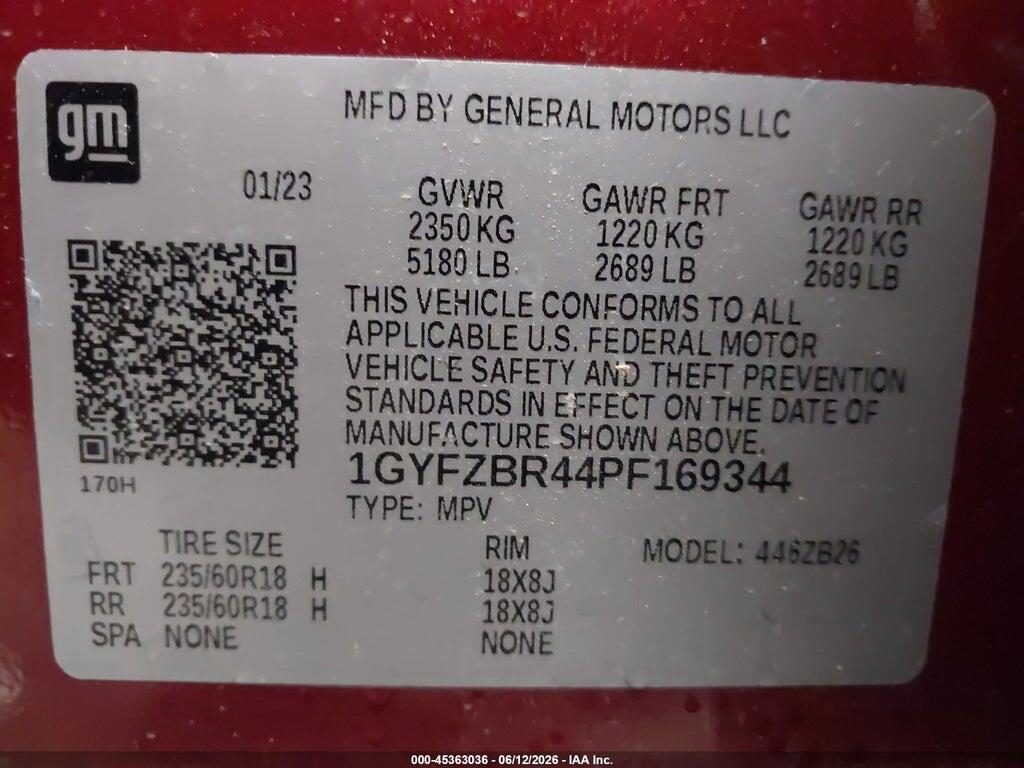 1GYFZBR44PF169344 2023 CADILLAC XT4 photo no. 9