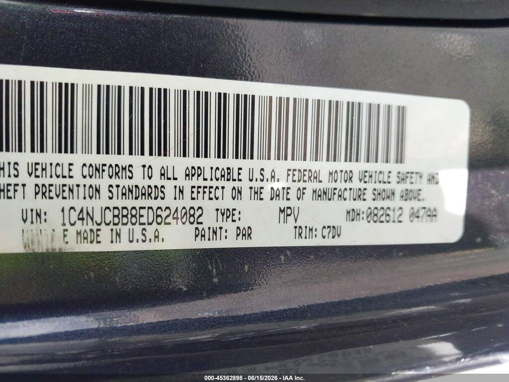1C4NJCBB8ED624082 2014 JEEP COMPASS photo no. 9