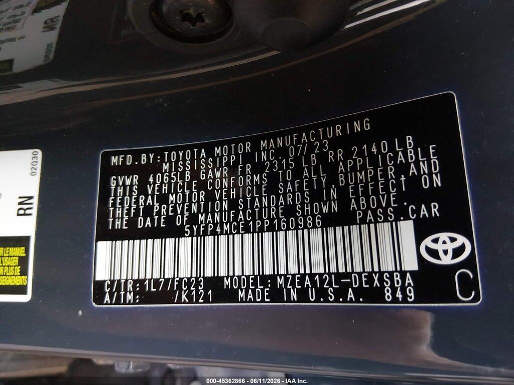 5YFP4MCE1PP160986 2023 TOYOTA COROLLA photo no. 9