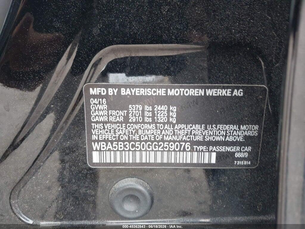 WBA5B3C50GG259076 2016 BMW 535I photo no. 9