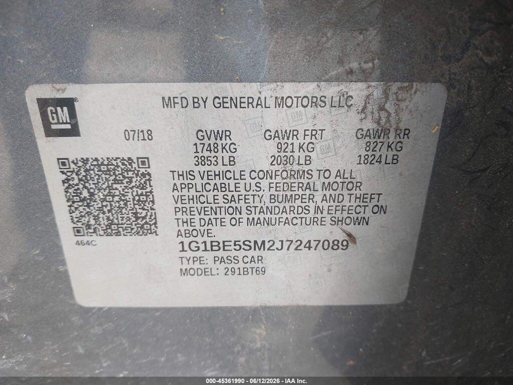 1G1BE5SM2J7247089 2018 CHEVROLET CRUZE photo no. 9