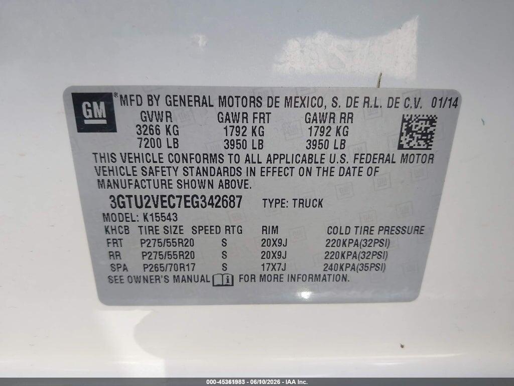 3GTU2VEC7EG342687 2014 GMC SIERRA 1500 photo no. 9