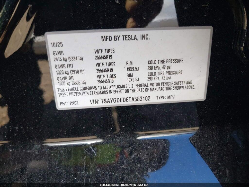 7SAYGDED6TA583102 2026 TESLA MODEL Y photo no. 9