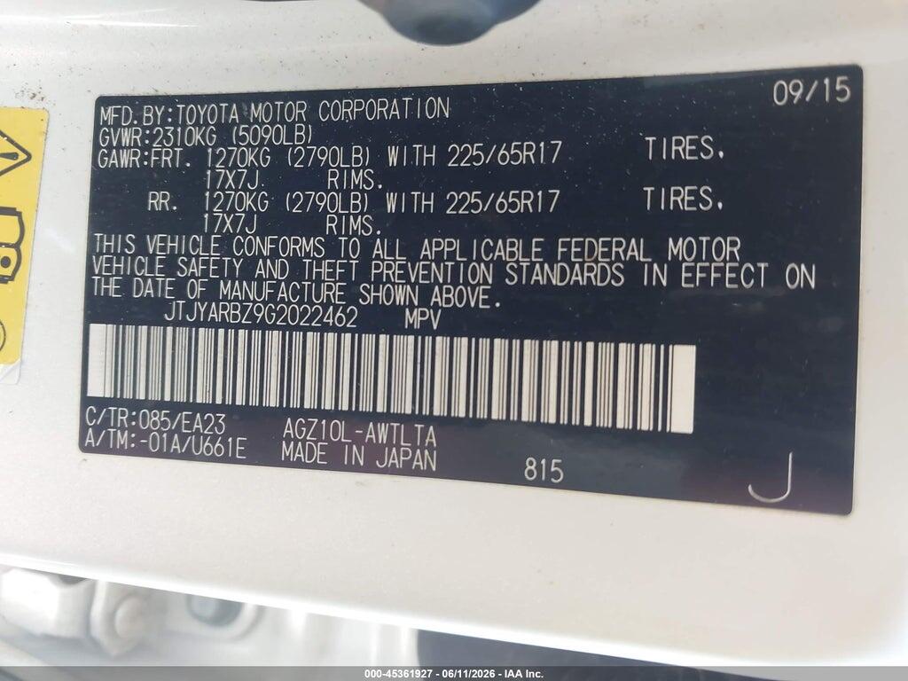 JTJYARBZ9G2022462 2016 LEXUS NX 200T photo no. 9