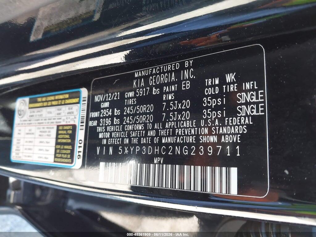 5XYP3DHC2NG239711 2022 KIA TELLURIDE photo no. 9
