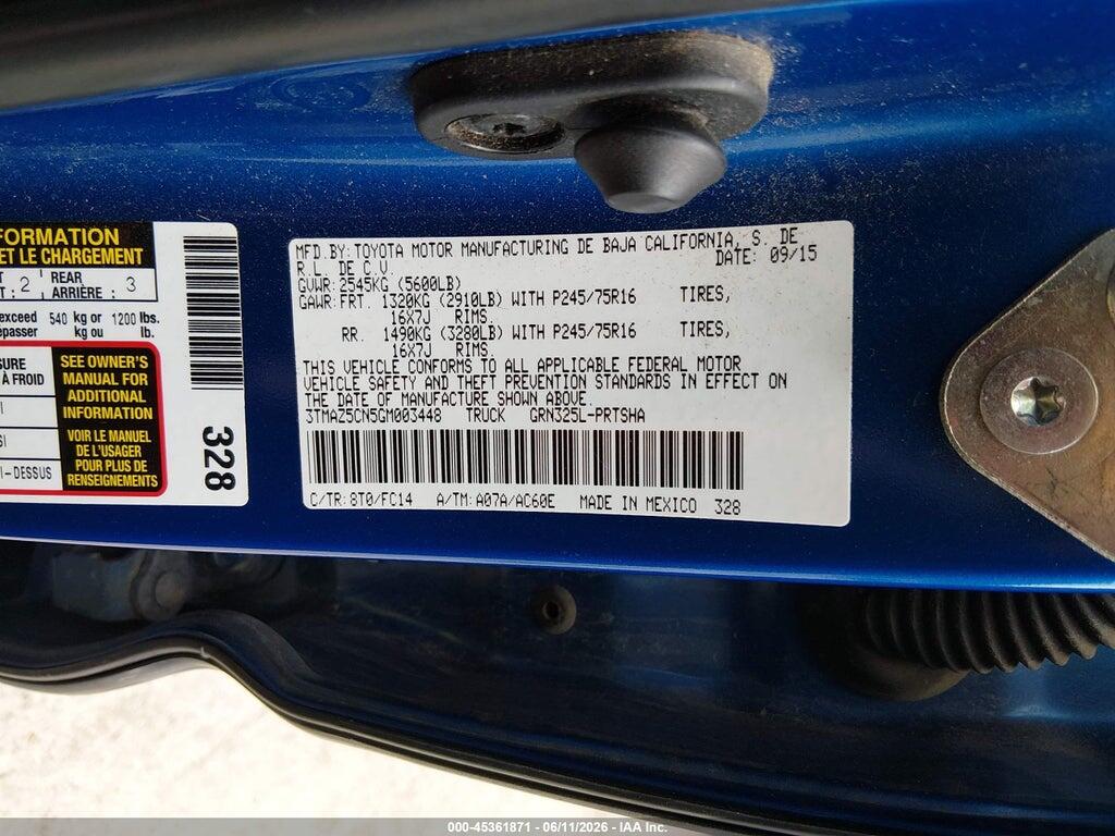 3TMAZ5CN5GM003448 2016 TOYOTA TACOMA photo no. 9