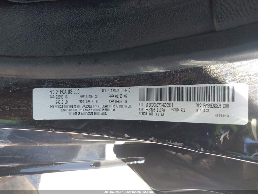 1C3CCCAB7FN699911 2015 CHRYSLER 200 photo no. 9