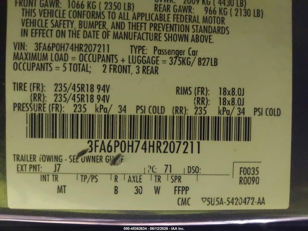 3FA6P0H74HR207211 2017 FORD FUSION photo no. 9