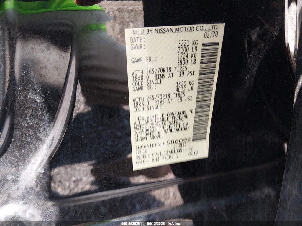 1N6AA1EF5LN506092 2020 NISSAN TITAN photo no. 9