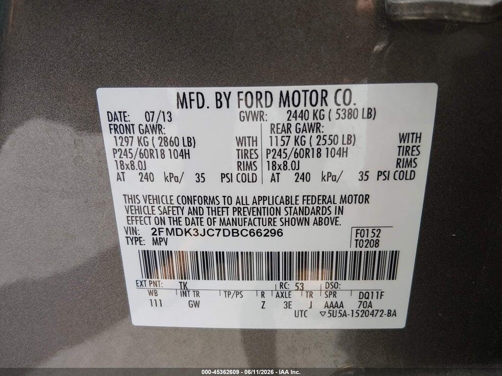 2FMDK3JC7DBC66296 2013 FORD EDGE photo no. 9