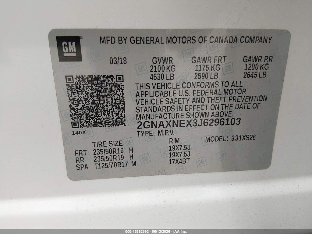 2GNAXNEX3J6296103 2018 CHEVROLET EQUINOX photo no. 9