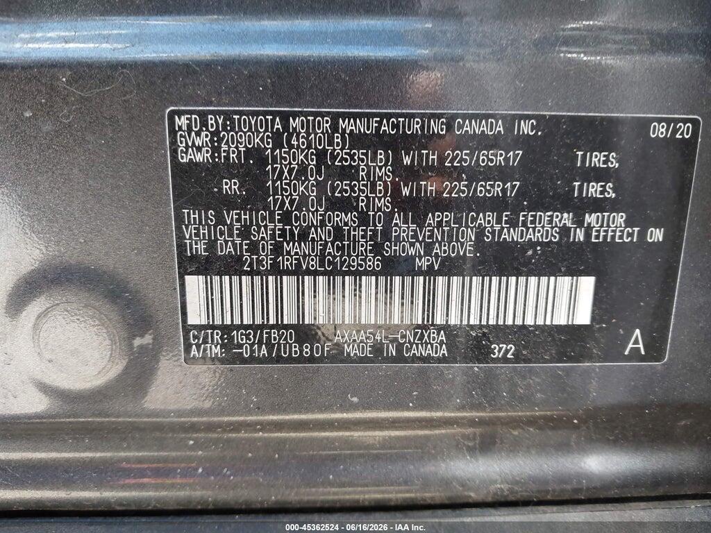 2T3F1RFV8LC129586 2020 TOYOTA RAV4 photo no. 9
