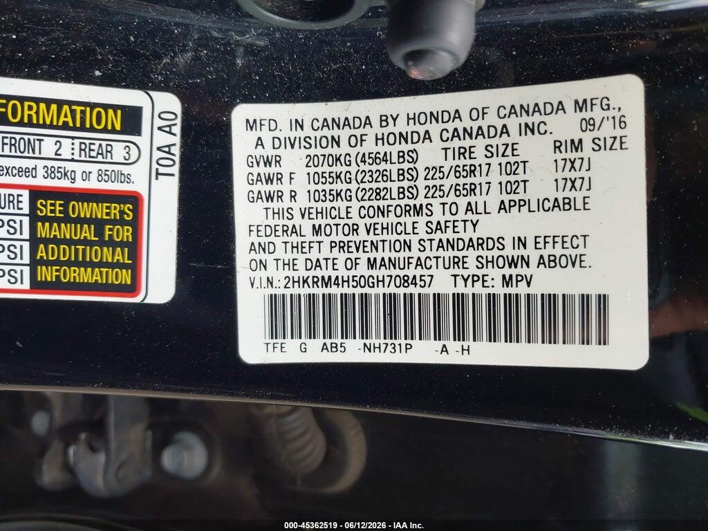 2HKRM4H50GH708457 2016 HONDA CR-V photo no. 9