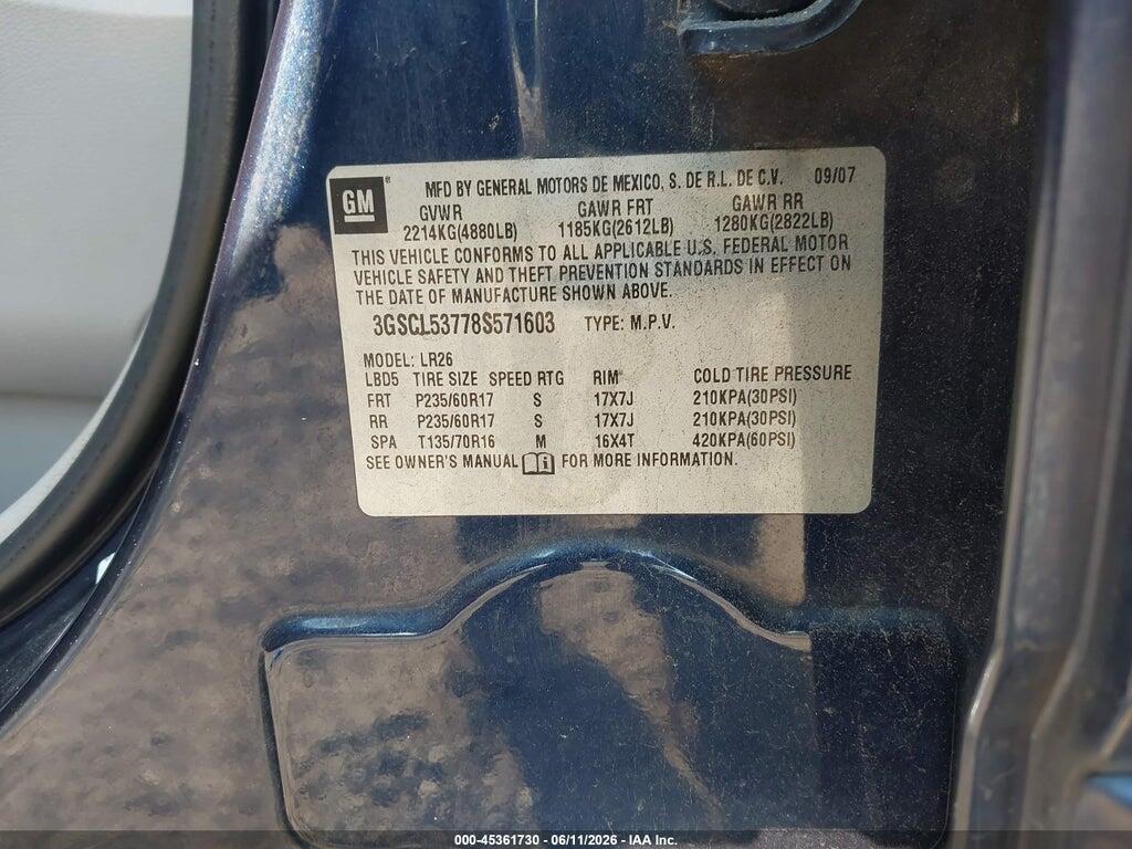3GSCL53778S571603 2008 SATURN VUE photo no. 9