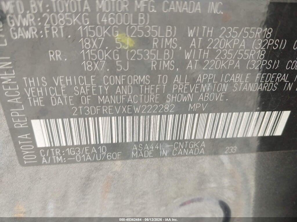 2T3DFREVXEW222282 2014 TOYOTA RAV4 photo no. 9