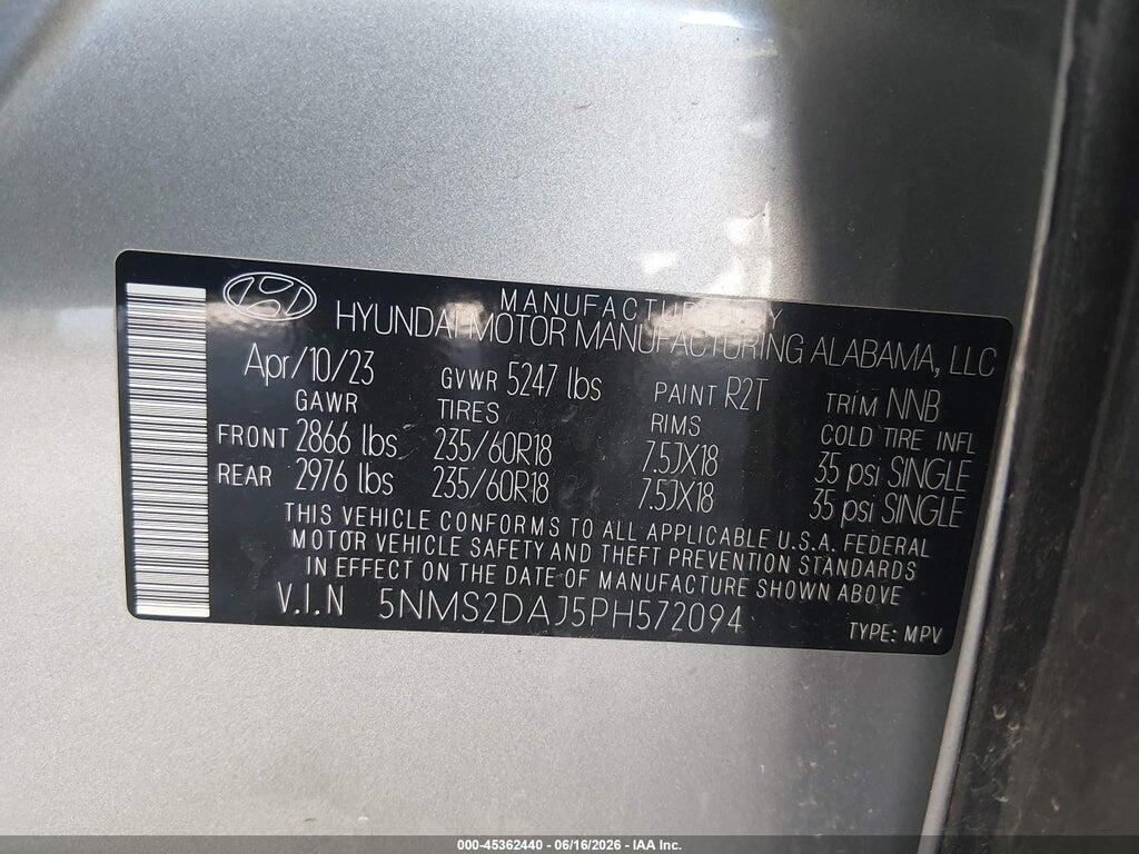 5NMS2DAJ5PH572094 2023 HYUNDAI SANTA FE photo no. 9