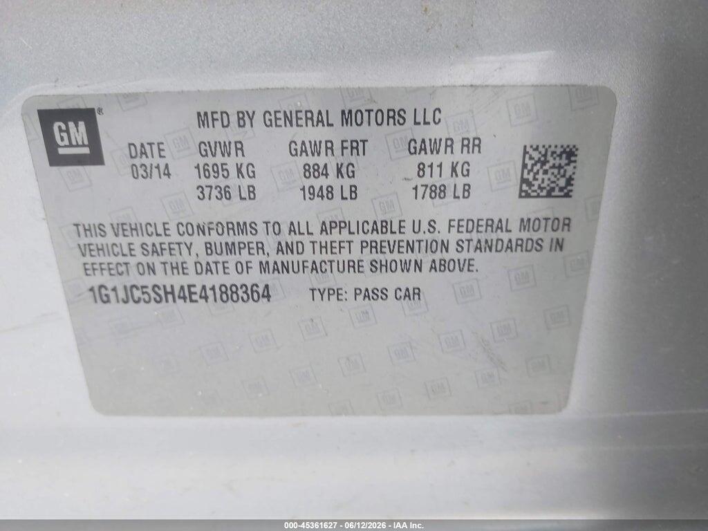 1G1JC5SH4E4188364 2014 CHEVROLET SONIC photo no. 9