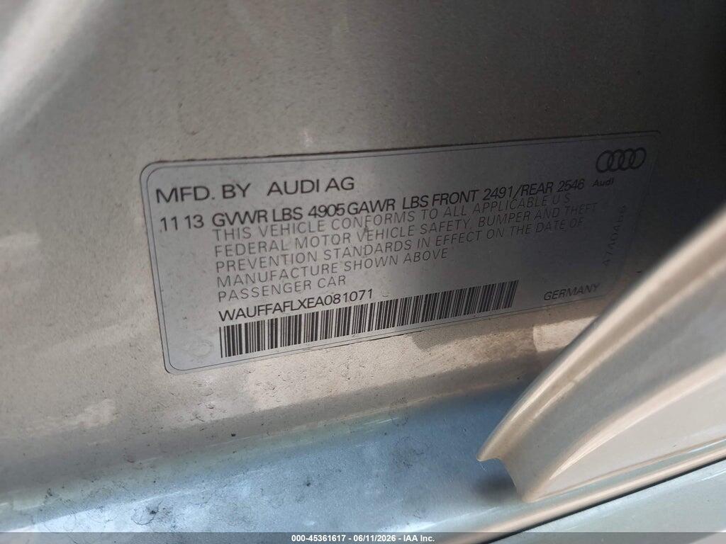WAUFFAFLXEA081071 2014 AUDI A4 photo no. 9