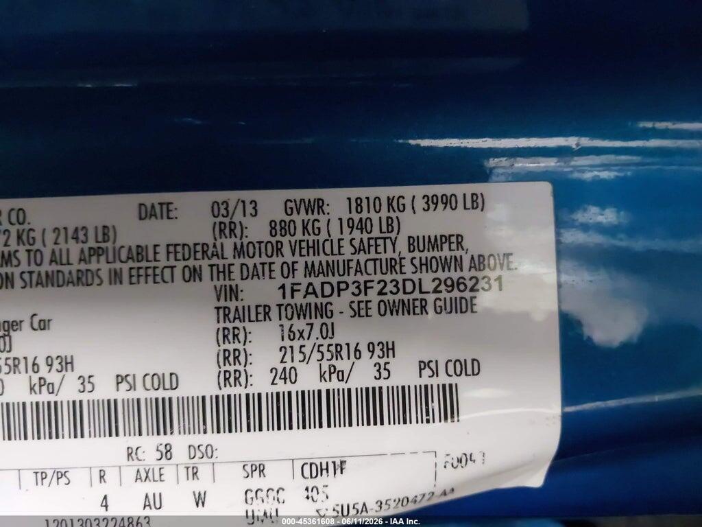 1FADP3F23DL296231 2013 FORD FOCUS photo no. 9