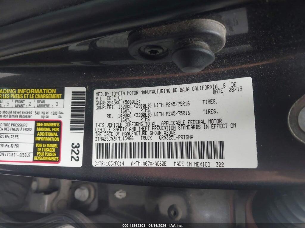 3TMAZ5CN3KM113486 2019 TOYOTA TACOMA photo no. 9