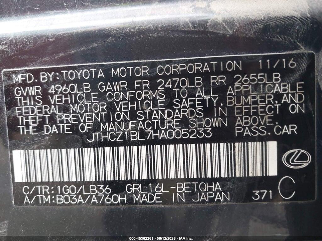 JTHCZ1BL7HA005233 2017 LEXUS GS 350 photo no. 9