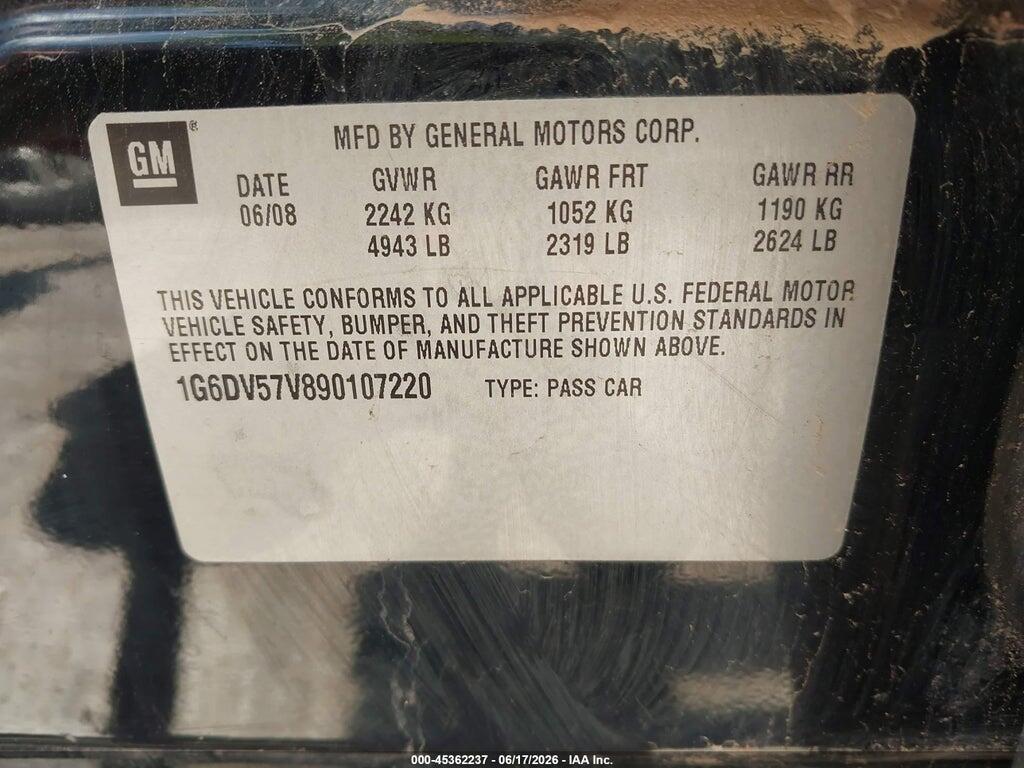 1G6DV57V890107220 2009 CADILLAC CTS photo no. 9