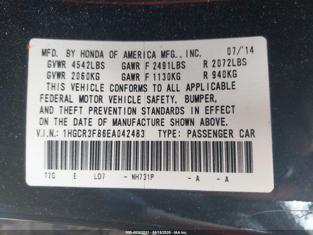 1HGCR3F86EA042483 2014 HONDA ACCORD photo no. 9