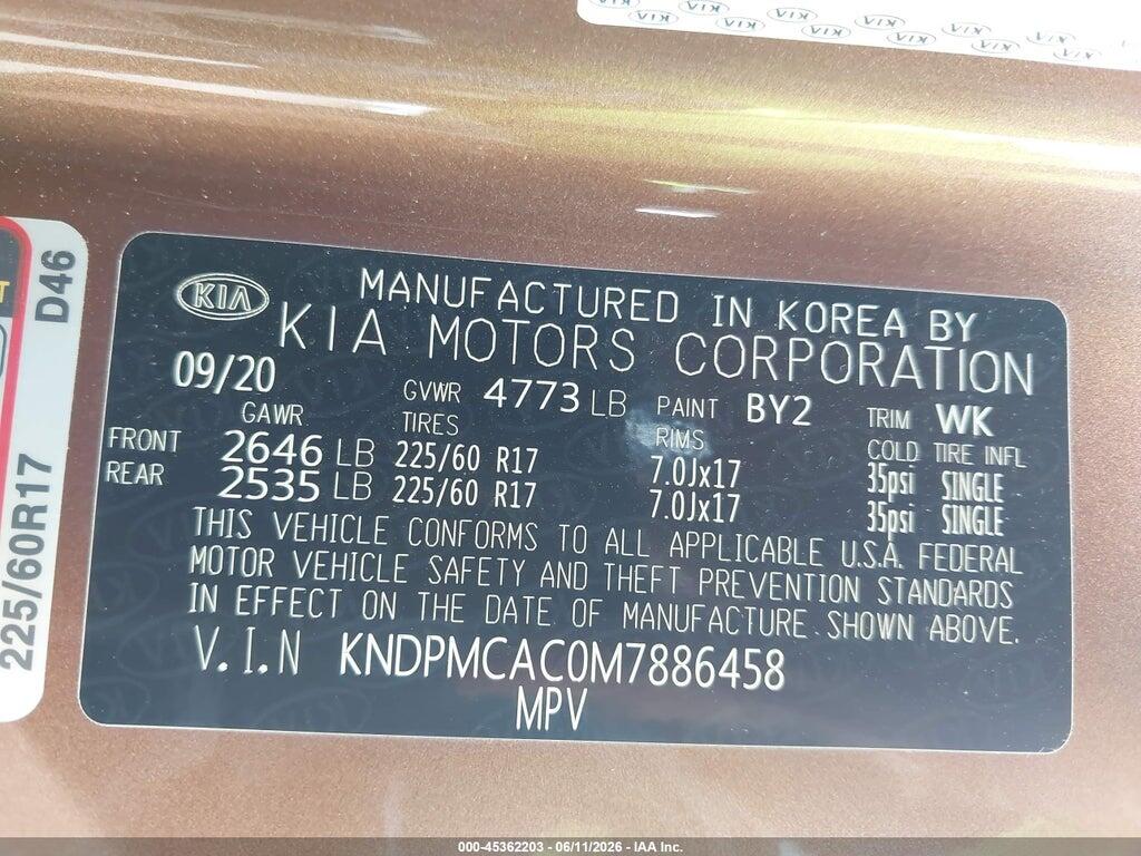 KNDPMCAC0M7886458 2021 KIA SPORTAGE photo no. 9