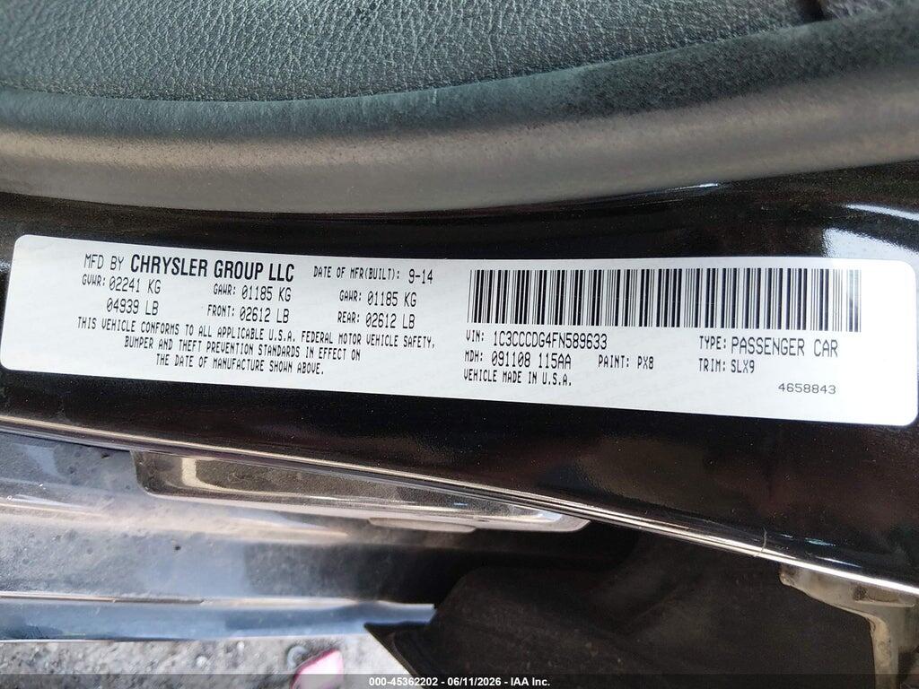 1C3CCCDG4FN589633 2015 CHRYSLER 200 photo no. 9