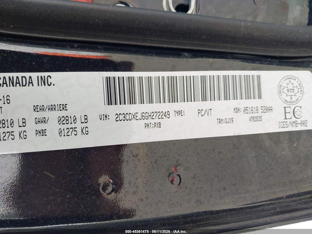 2C3CDXEJ6GH272249 2016 DODGE CHARGER photo no. 9