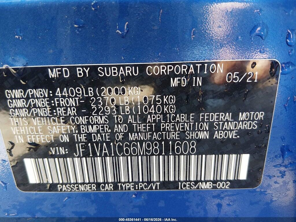 JF1VA1C66M9811608 2021 SUBARU WRX photo no. 9