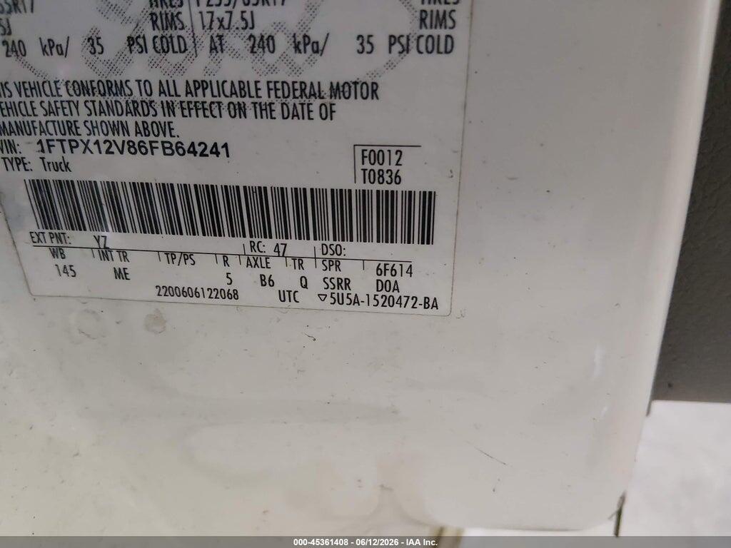 1FTPX12V86FB64241 2006 FORD F-150 photo no. 9