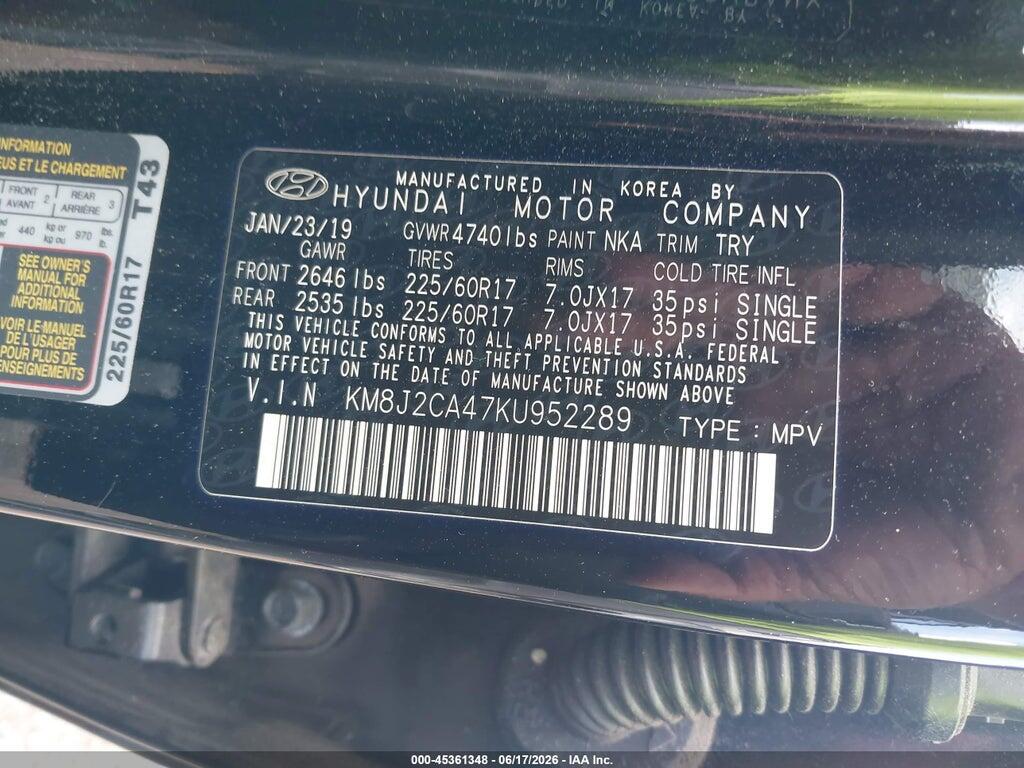 KM8J2CA47KU952289 2019 HYUNDAI TUCSON photo no. 9