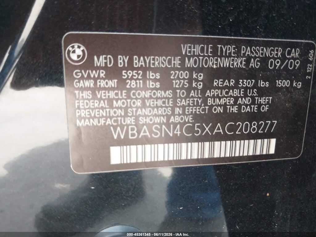 WBASN4C5XAC208277 2010 BMW 550I GRAN TURISMO photo no. 9