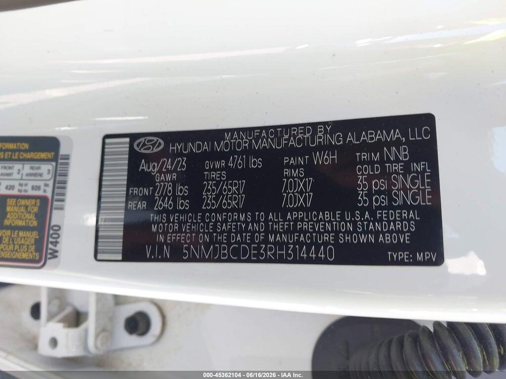 5NMJBCDE3RH314440 2024 HYUNDAI TUCSON photo no. 9