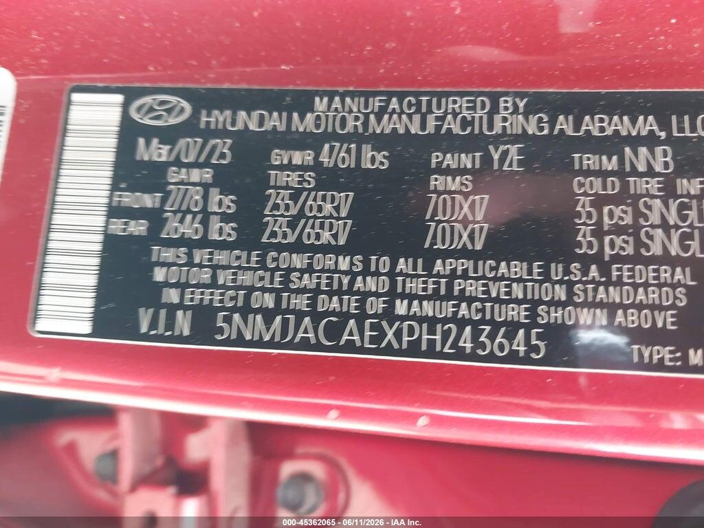 5NMJACAEXPH243645 2023 HYUNDAI TUCSON photo no. 9