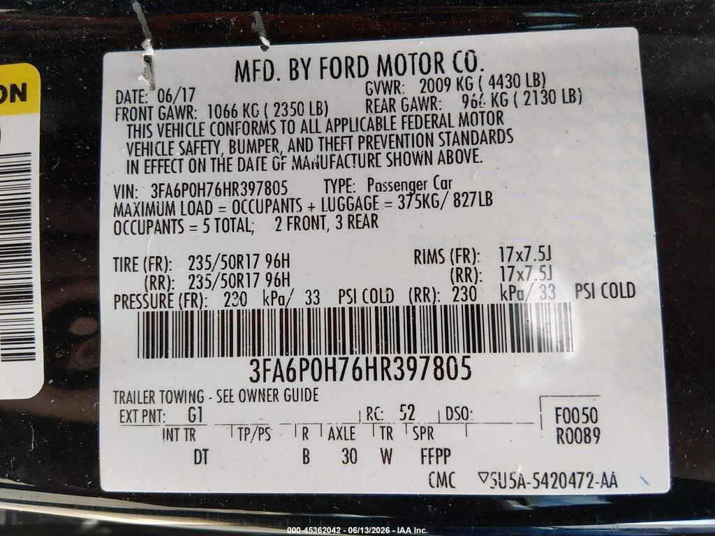 3FA6P0H76HR397805 2017 FORD FUSION photo no. 9