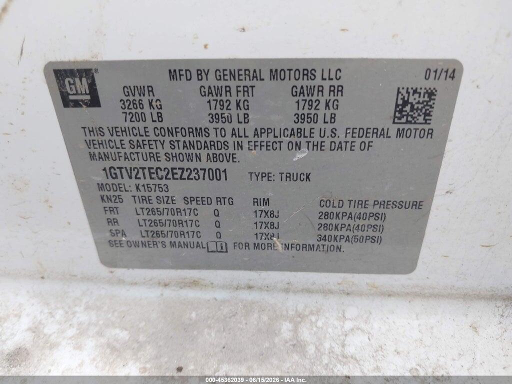 1GTV2TEC2EZ237001 2014 GMC SIERRA 1500 photo no. 9