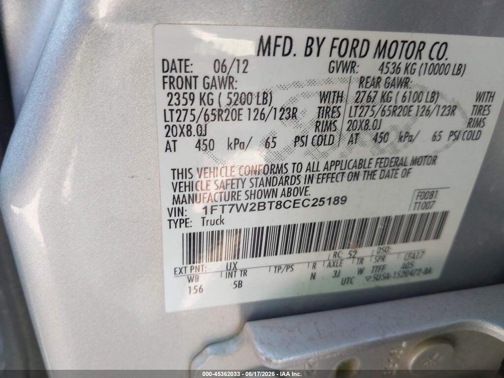 1FT7W2BT8CEC25189 2012 FORD F-250 photo no. 9