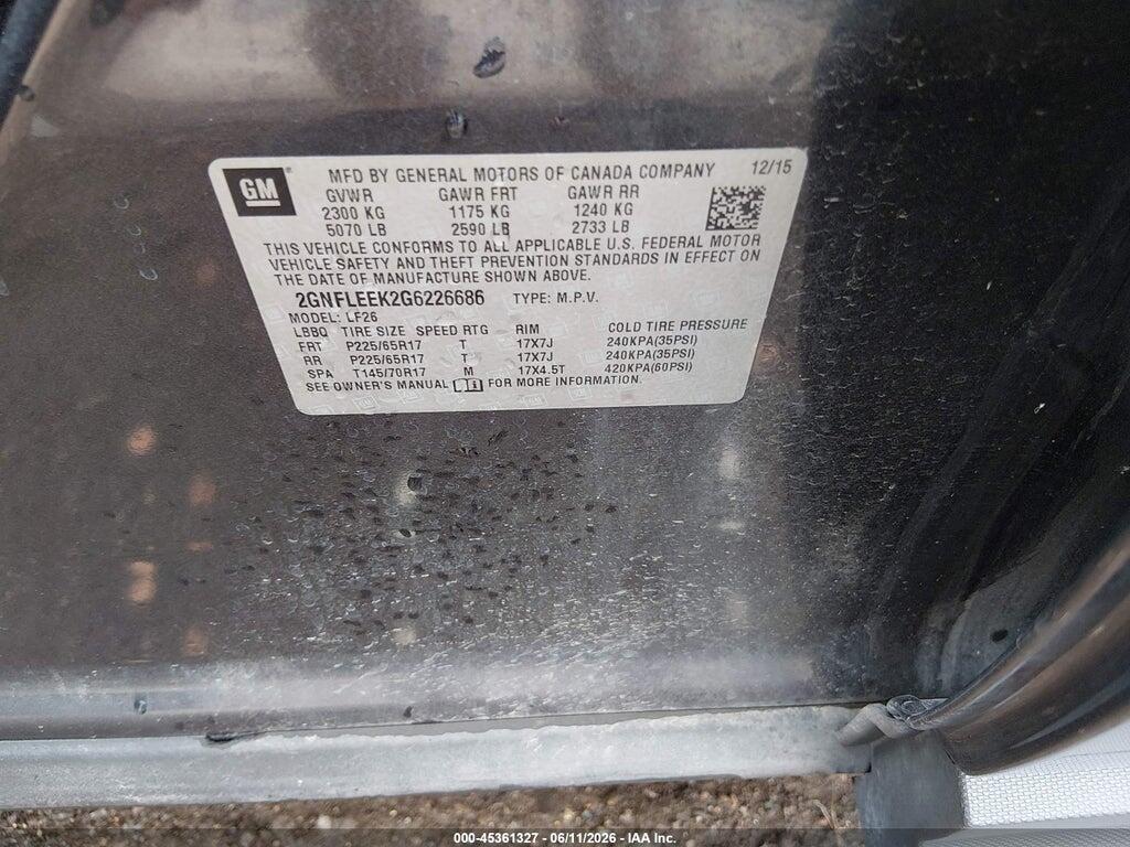 2GNFLEEK2G6226686 2016 CHEVROLET EQUINOX photo no. 9