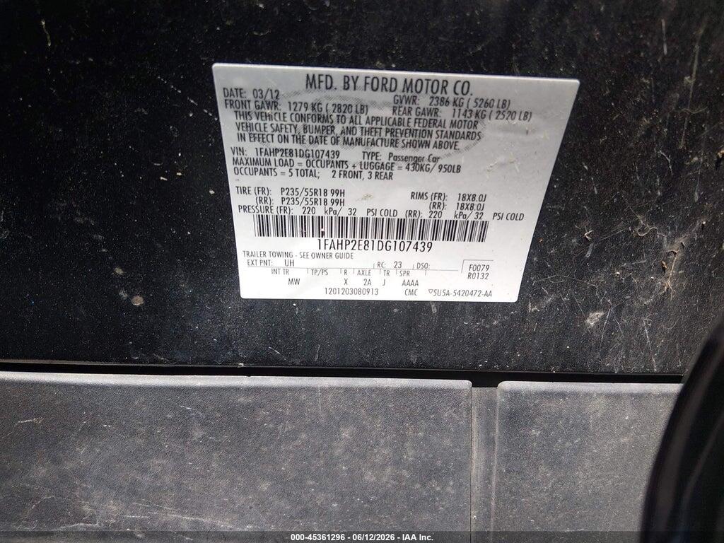 1FAHP2E81DG107439 2013 FORD TAURUS photo no. 9