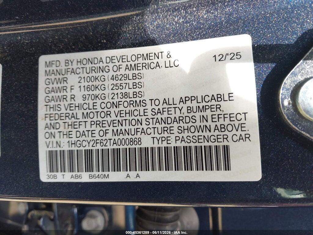 1HGCY2F62TA000868 2026 HONDA ACCORD HYBRID photo no. 9