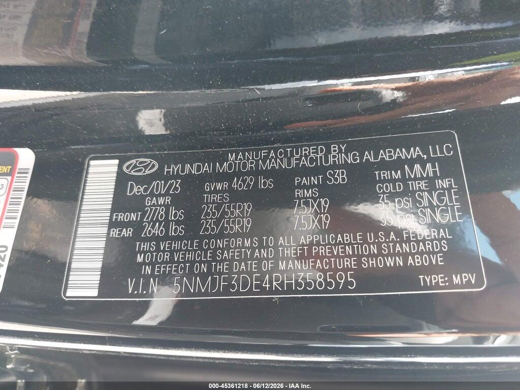5NMJF3DE4RH358595 2024 HYUNDAI TUCSON photo no. 9