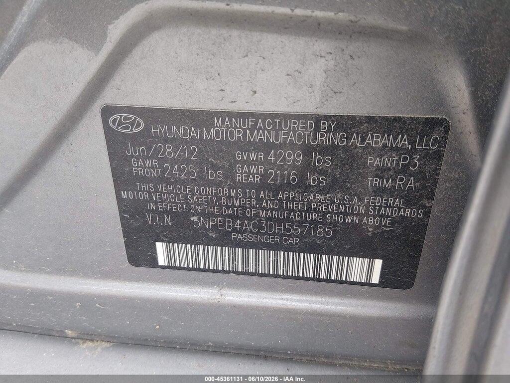 5NPEB4AC3DH557185 2013 HYUNDAI SONATA photo no. 9